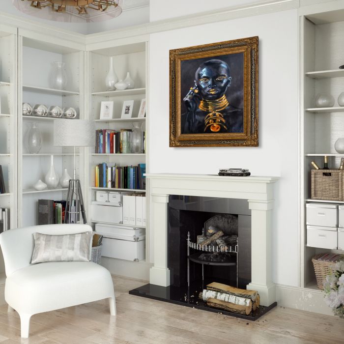 In Gold Reproduction Pre-framed - Black Crackle King Frame 20"X24"