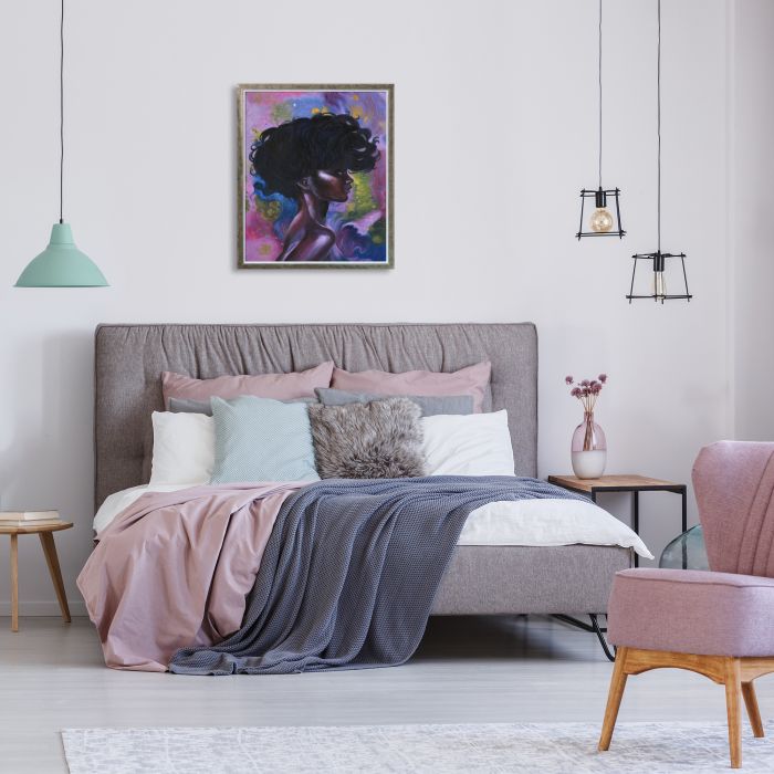 African Girl Reproduction Pre-Framed - Champagne Silhouette Frame 20" X 24"