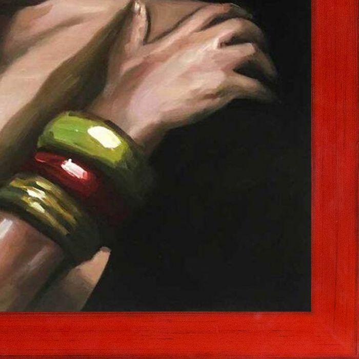 Girl with Golden Bracelets Reproduction Pre-Framed - Stiletto Red Frame 20" X 24"