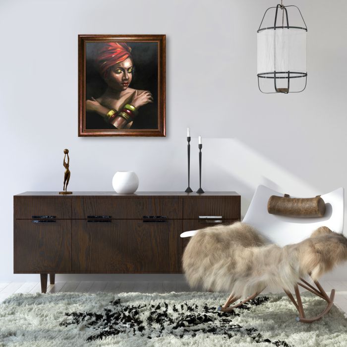 Girl with Golden Bracelets Reproduction Pre-Framed - Verona Cafe Frame 20"X24"