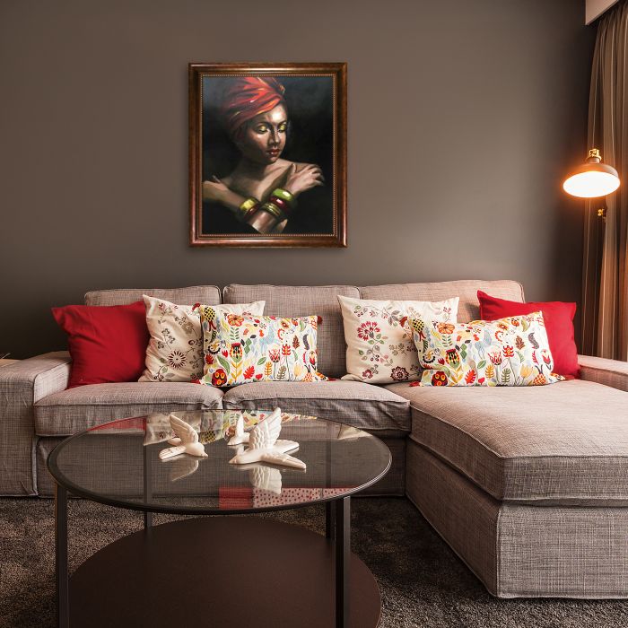 Girl with Golden Bracelets Reproduction Pre-Framed - Verona Cafe Frame 20"X24"