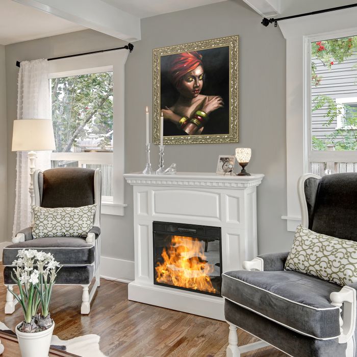 Girl with Golden Bracelets Reproduction Pre-Framed - Rococo Silver 20"X24"