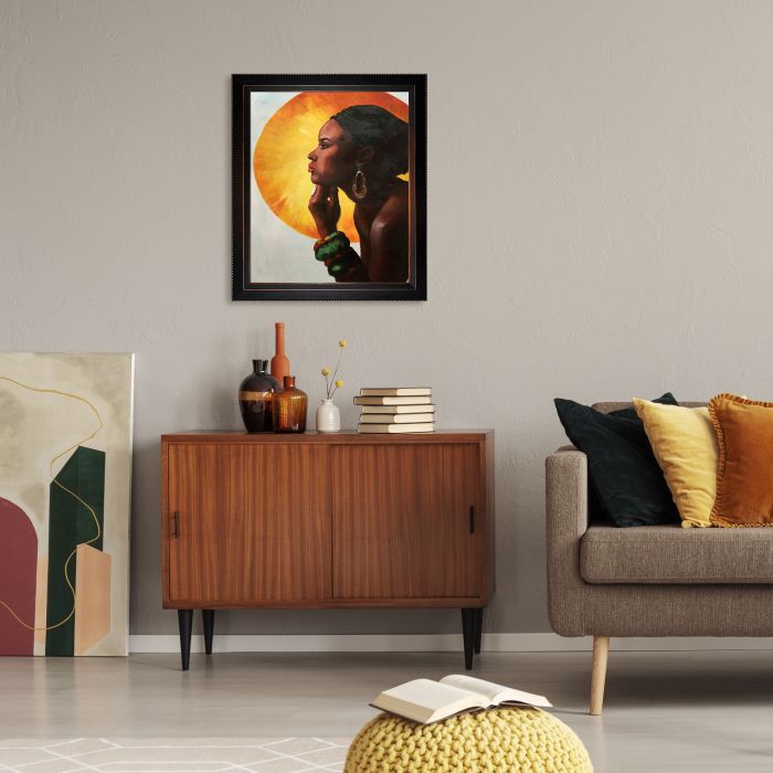 African Sun Reproduction Pre-Framed - Veine D'Or Bronze Angled Frame 20"X24"