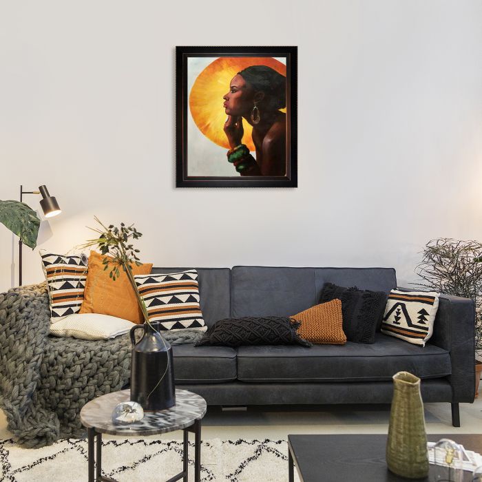 African Sun Reproduction Pre-Framed - Veine D'Or Bronze Angled Frame 20"X24"