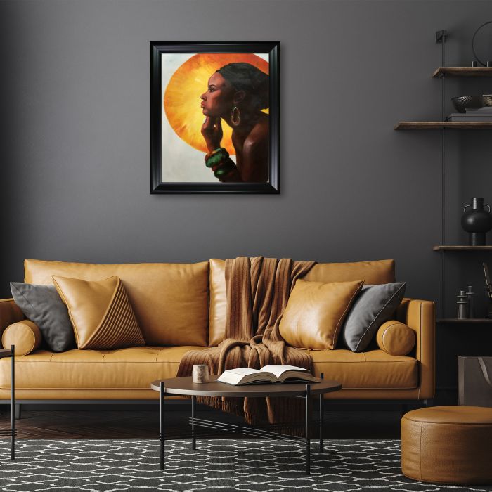 African Sun Reproduction Pre-framed - Black Matte Frame 20"X24"