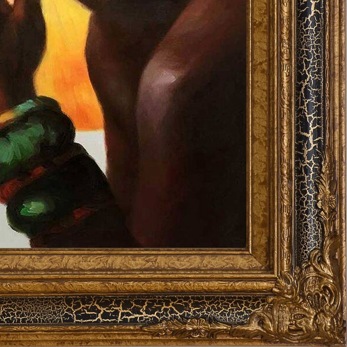 African Sun Reproduction Pre-Framed - Black Crackle King Frame 20"X24"