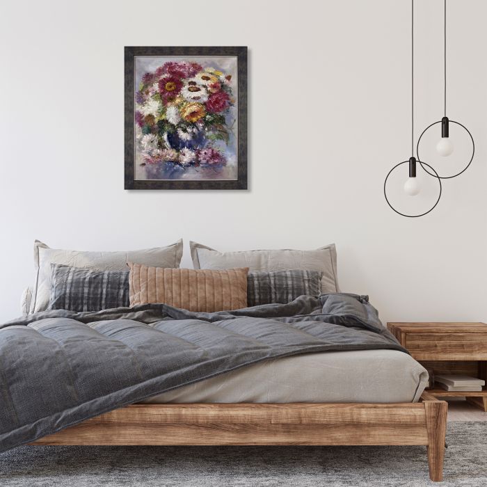 Impressionistic Flowers Pre-framed - Suede Premier Frame 20"X24"