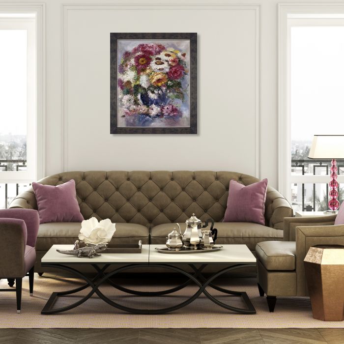 Impressionistic Flowers Pre-framed - Suede Premier Frame 20"X24"