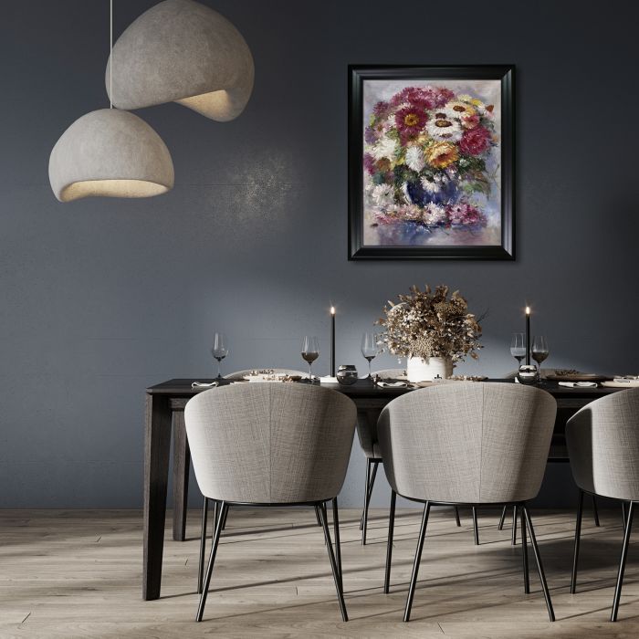 Impressionistic Flowers - Black Matte Frame 20"X24"