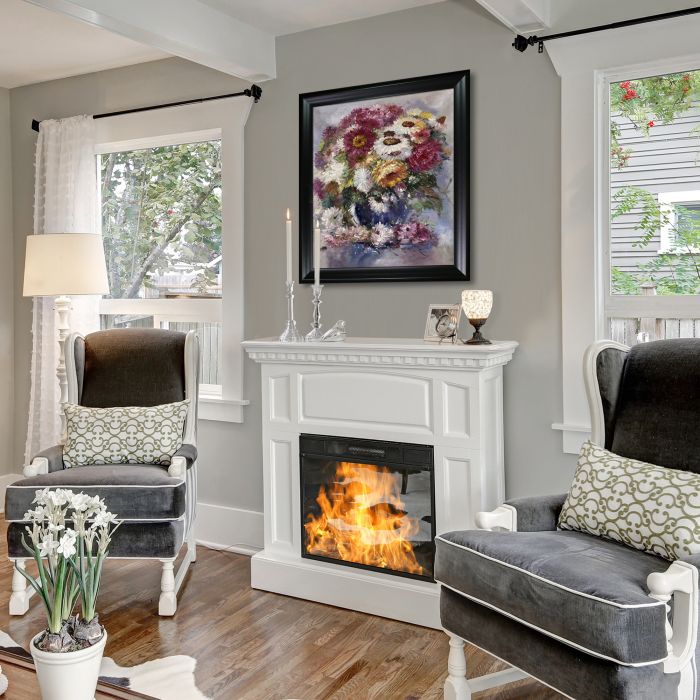 Impressionistic Flowers - Black Matte Frame 20"X24"