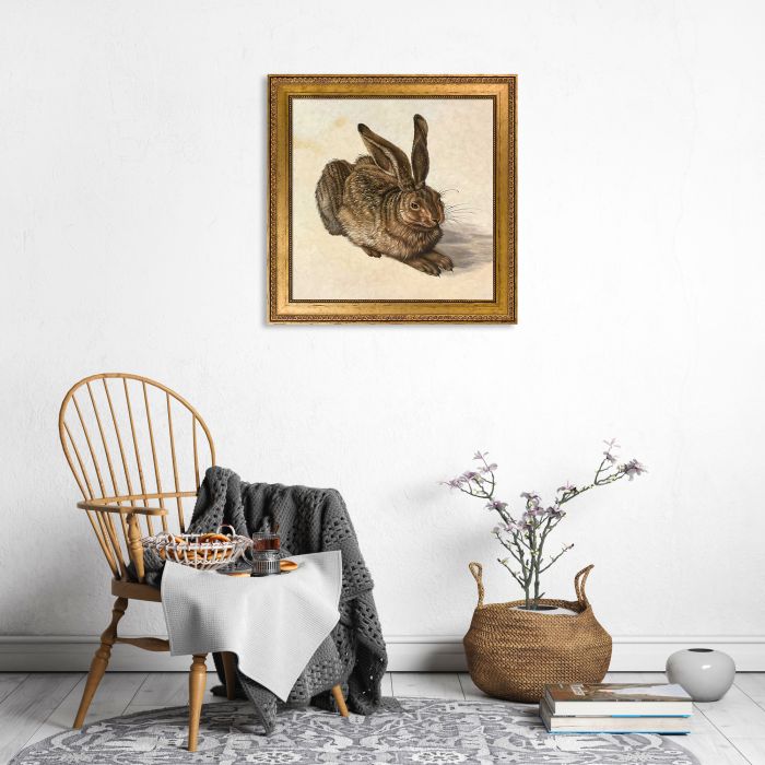 Young Hare Pre-Framed - Versailles Gold King Frame 24"X24"
