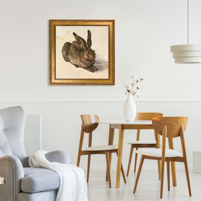 Young Hare Pre-Framed - Versailles Gold King Frame 24"X24"