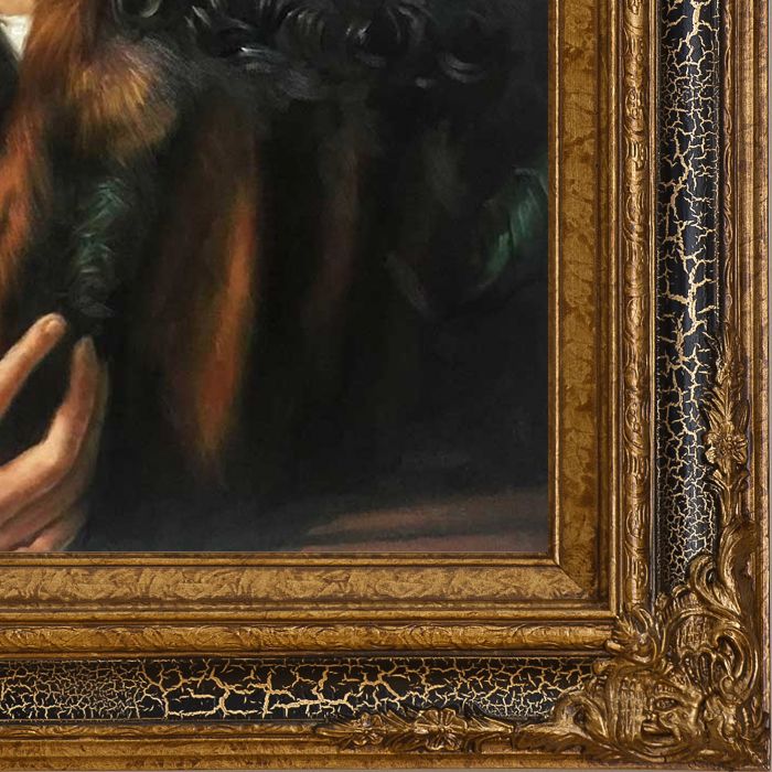 Self-Portrait at the Age of Twenty Eight Pre-Framed - Black Crackle King Frame 20"X24"