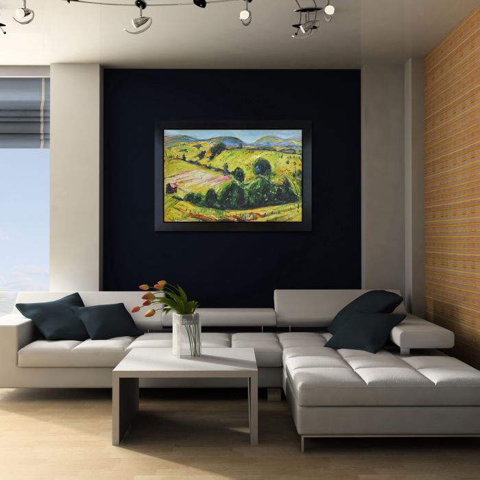 Fauve Landscape with Rolling Hills, 1914 Pre-Framed - New Age Black Frame 24"X36"