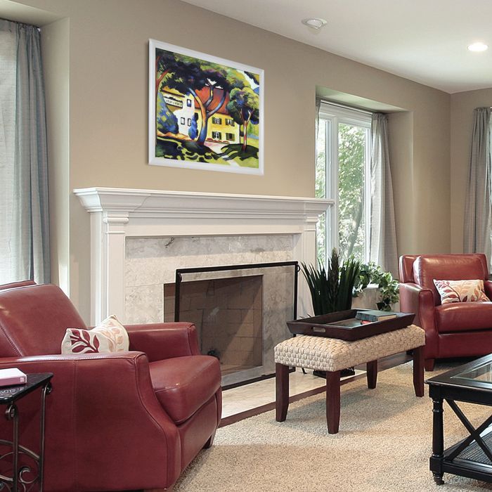 House in a Landscape Pre-Framed - Moderne Blanc Frame 20" X 24"