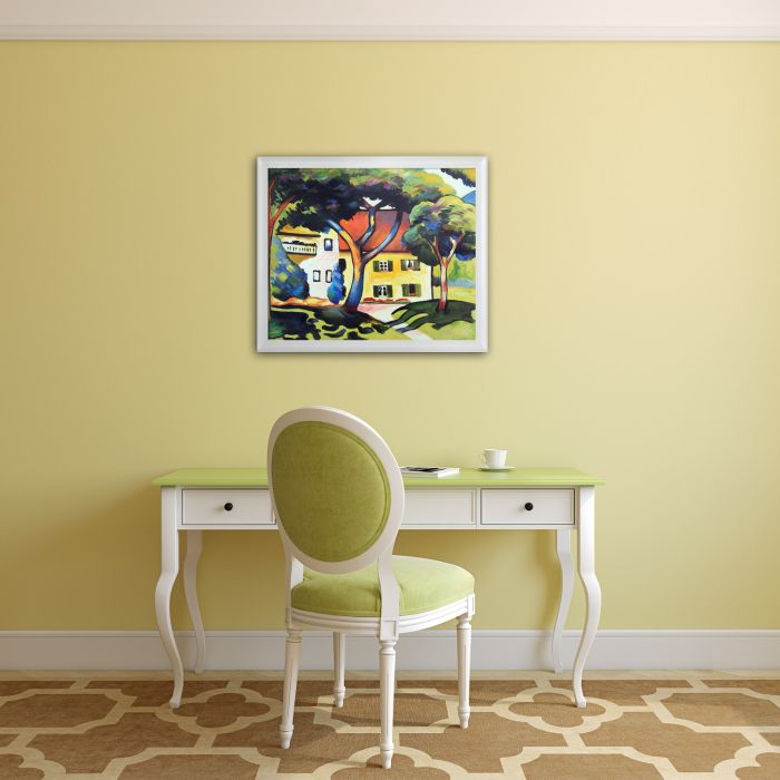 House in a Landscape Pre-Framed - Moderne Blanc Frame 20" X 24"