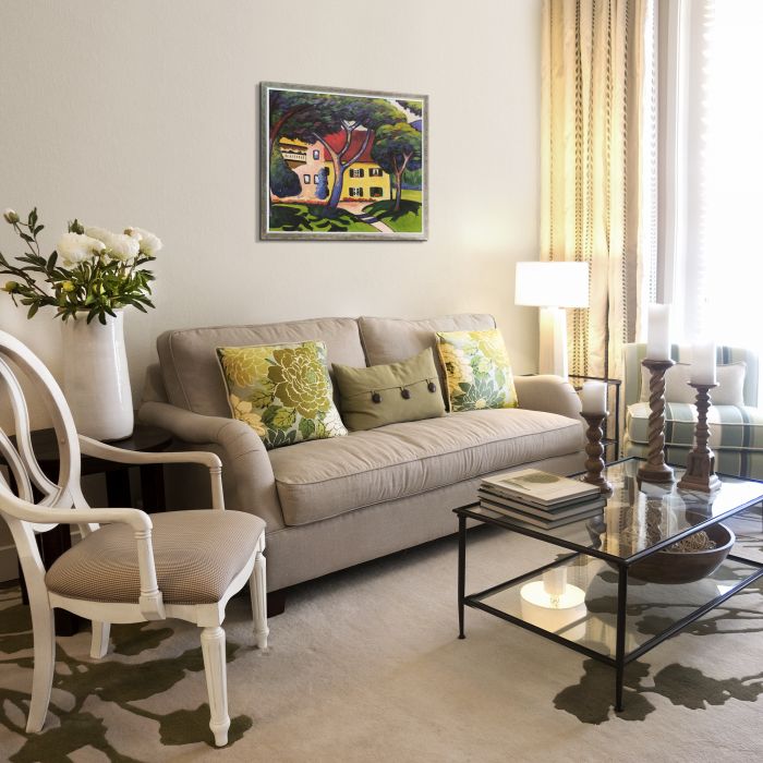 House in a Landscape Pre-Framed - Champagne Silhouette Frame 20" X 24"