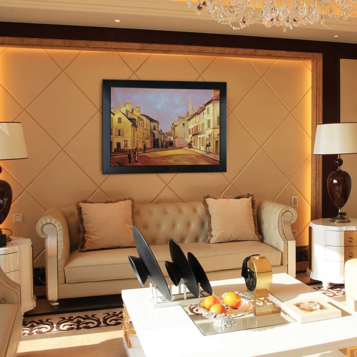 Square in Argenteuil Pre-Framed - New Age Black Frame 24"X36"