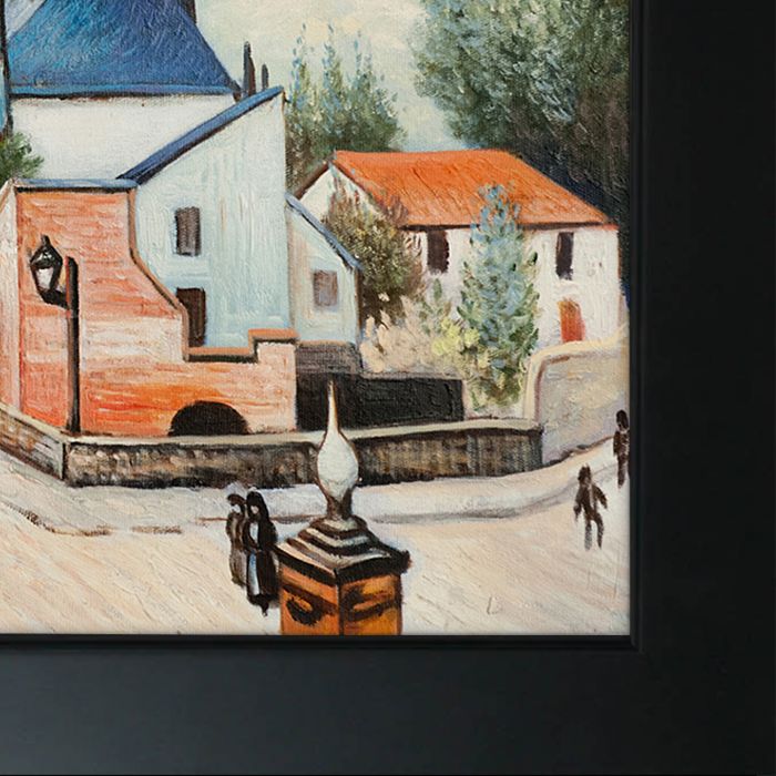 Street in Moret (Porte de Bourgogne from Across the Bridge) Pre-Framed - New Age Black Frame 20"X24"