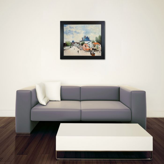 Street in Moret (Porte de Bourgogne from Across the Bridge) Pre-Framed - New Age Black Frame 20"X24"