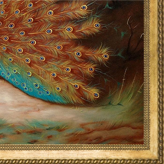 Peacock and Peacock Butterfly, 1917 Pre-Framed - Verona Gold Braid Frame 30"X40"
