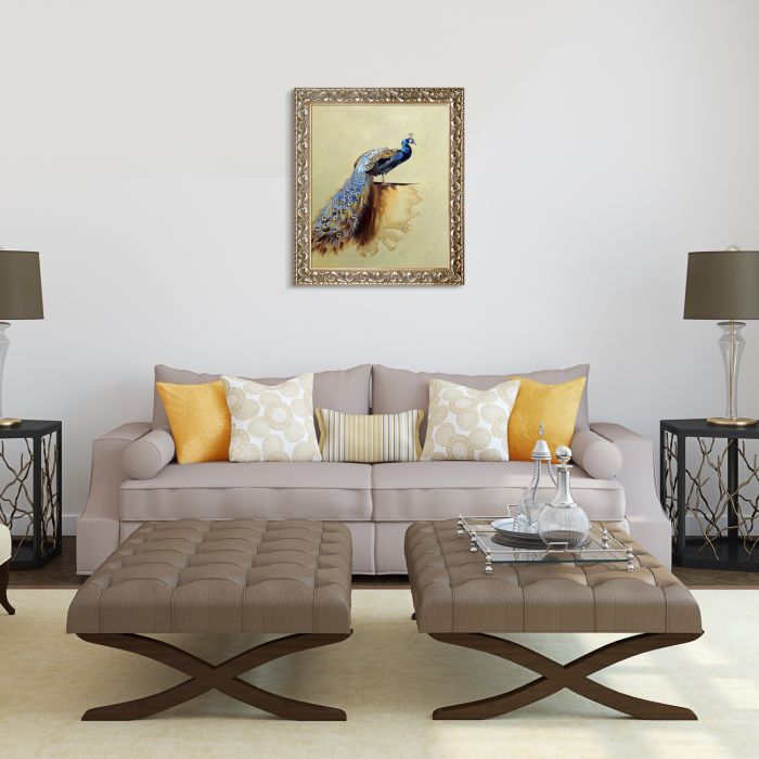 Peacock (Luxury Line) Pre-Framed - Rococo Silver 20"X24"
