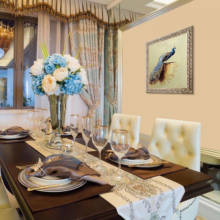 Peacock (Luxury Line) Pre-Framed - Rococo Silver 20"X24"