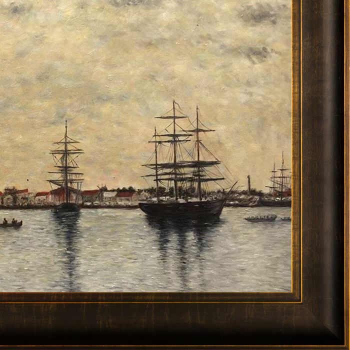 Antwerp, Boats on the River Scheldt Pre-Framed - Veine D'Or Bronze Scoop Frame 24"X36"