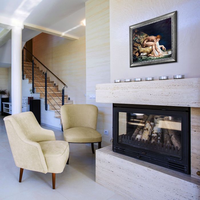 Newton (1795-1805) Pre-Framed - Distressed Ornate Silver Custom Stacked Frame 20" X 24"