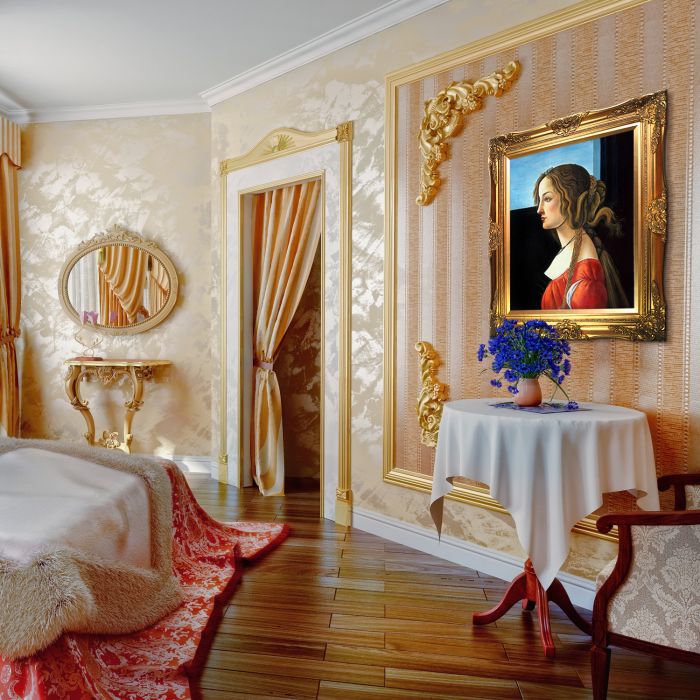 Portrait of Simonetta Vespucci Pre-Framed - Victorian Gold Frame 20"X24"