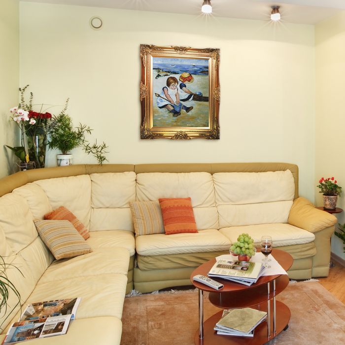 Children Playing on the Beach Pre-Framed - Victorian Gold Frame 20"X24"