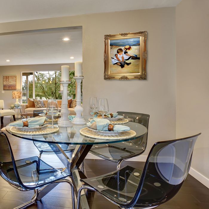 Children Playing on the Beach Pre-Framed - Victorian Gold Frame 20"X24"