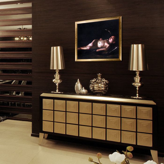 Sleeping Cupid Pre-Framed - Gold Luminoso Frame 20"X24"