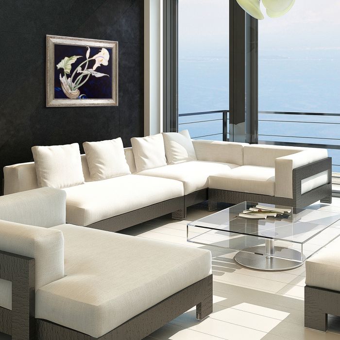 Calla Lilies (Bert Savoy) Pre-framed - Versailles Silver King Frame 20" X 24"