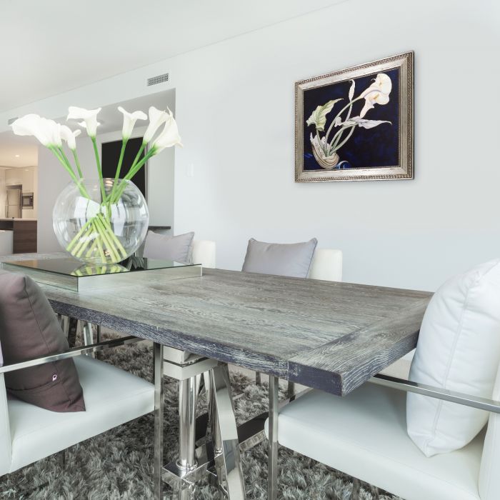 Calla Lilies (Bert Savoy) Pre-framed - Versailles Silver King Frame 20" X 24"