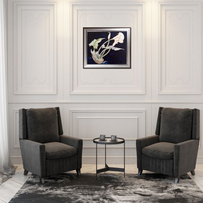 Calla Lilies (Bert Savoy) Pre-framed - Magnesium Silver Frame 20" X 24"