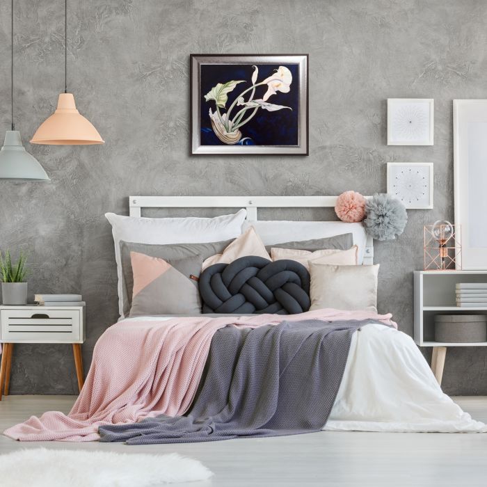 Calla Lilies (Bert Savoy) Pre-framed - Magnesium Silver Frame 20" X 24"