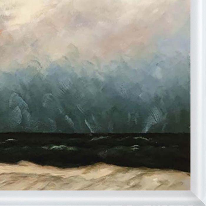 The Monk by the Sea Pre-Framed - Moderne Blanc Frame 24" X 36"