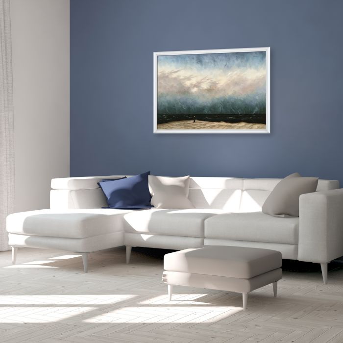 The Monk by the Sea Pre-Framed - Moderne Blanc Frame 24" X 36"