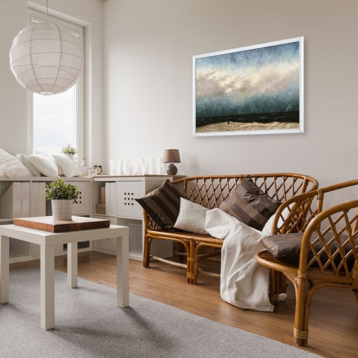 The Monk by the Sea Pre-Framed - Moderne Blanc Frame 24" X 36"