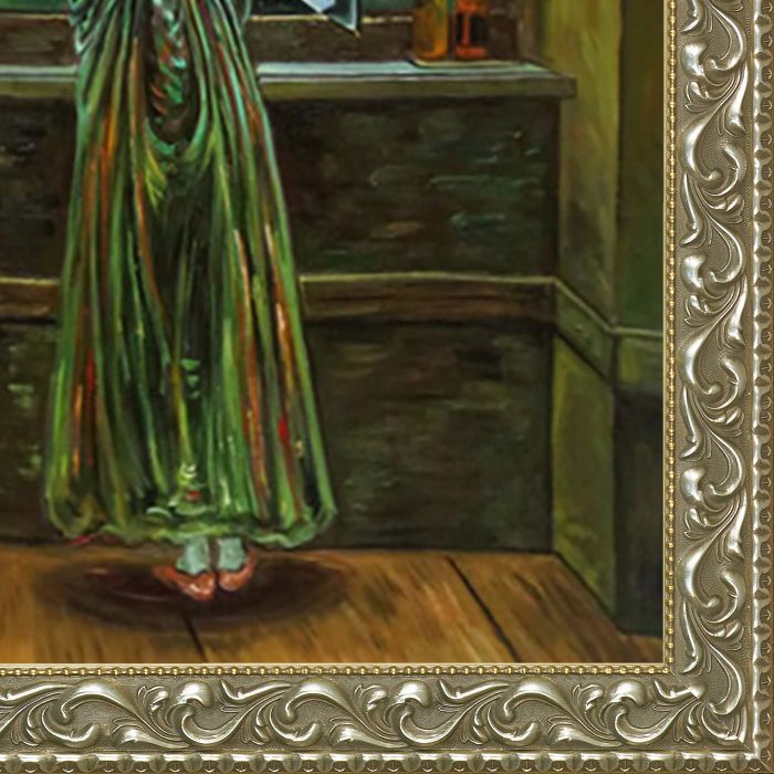 Woman at a Window Pre-Framed - Rococo Silver 24"X36"