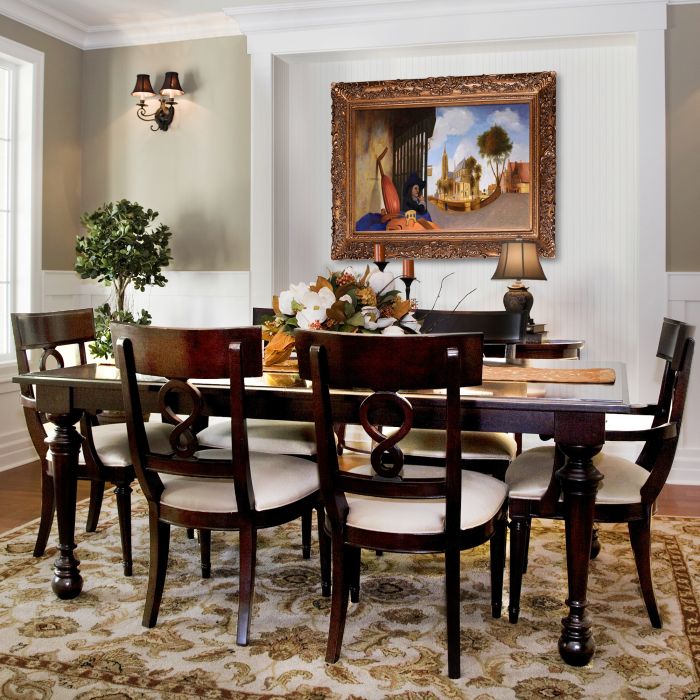 A View of Delft with a Musical Instrument Seller's Stall Pre-framed - Burgeon Gold Frame 24"X36"