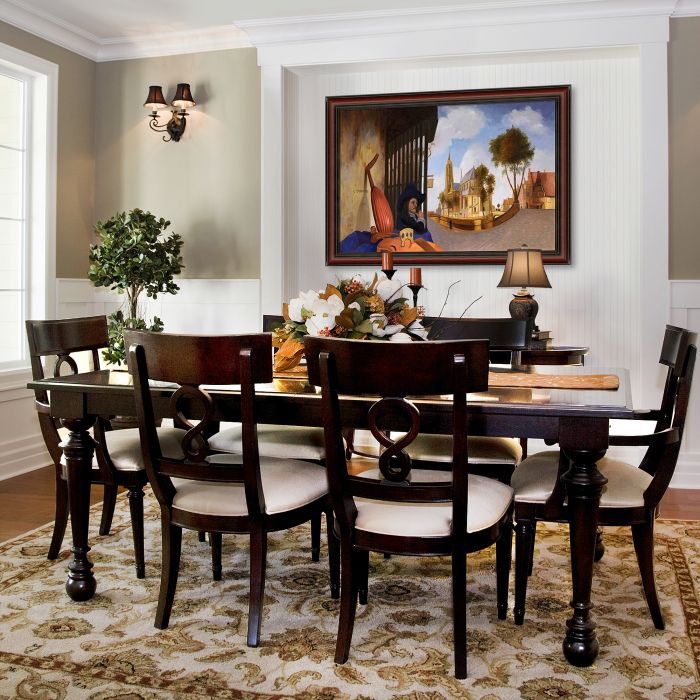 A View of Delft with a Musical Instrument Seller's Stall Pre-framed - Grecian Wine Frame 24" X 36"