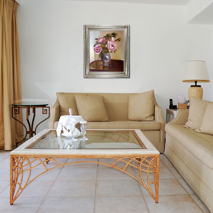 Bouquet of Pink Peonies Pre-Framed - Florentine Dark Champagne Frame 20"X24"