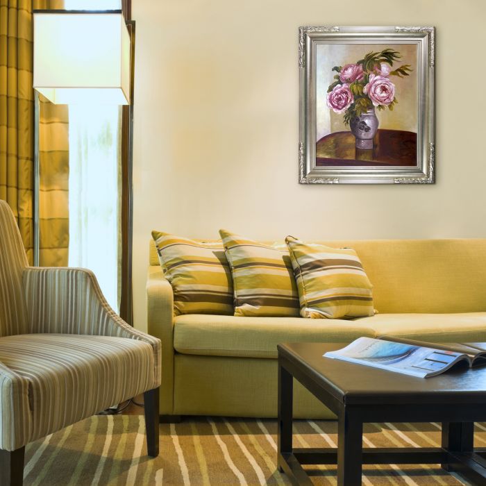 Bouquet of Pink Peonies Pre-Framed - Florentine Dark Champagne Frame 20"X24"