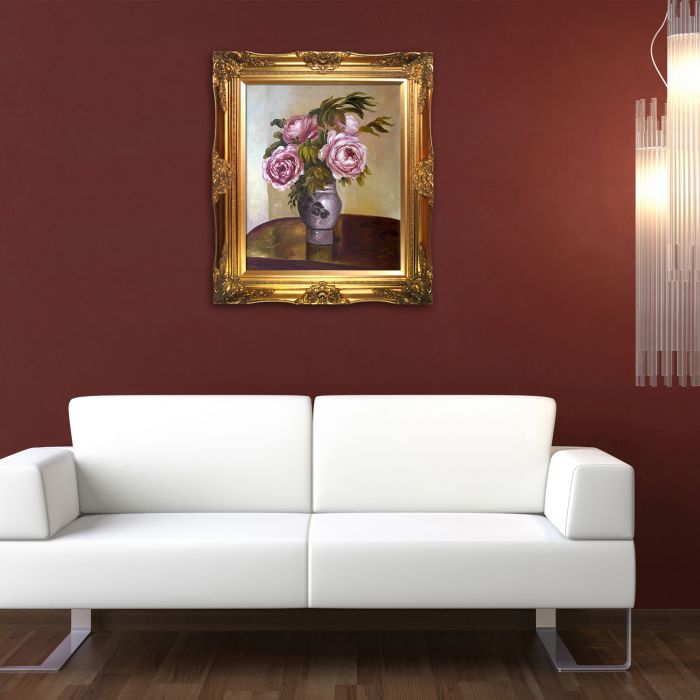 Bouquet of Pink Peonies Pre-Framed - Victorian Gold Frame 20"X24"