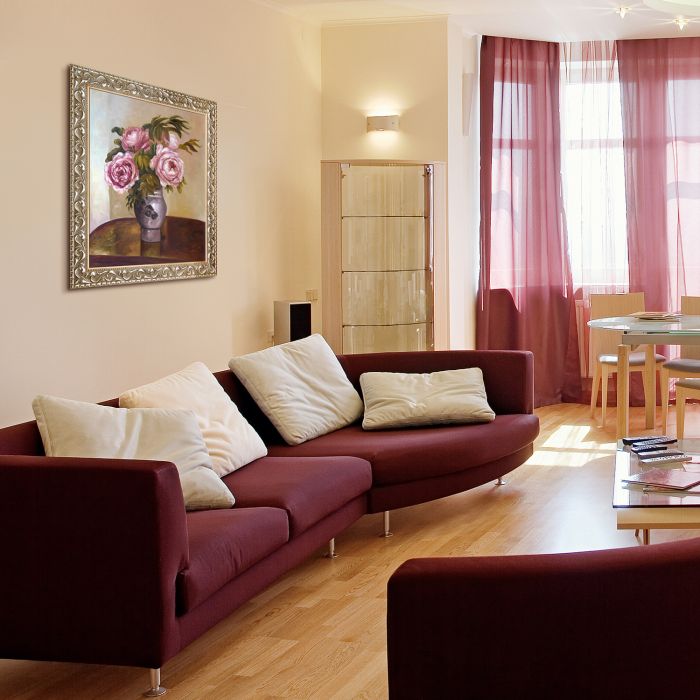 Bouquet of Pink Peonies Pre-Framed - Rococo Silver 20"X24"