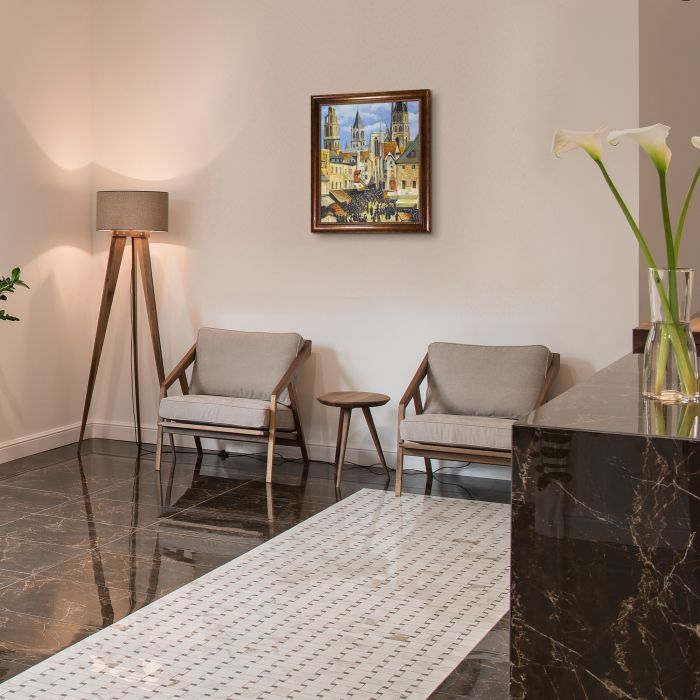 The Old Market at Rouen and the Rue de l'Epicerie Pre-Framed - Verona Cafe Frame 20"X24"