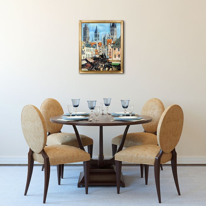 The Old Market at Rouen and the Rue de l'Epicerie Pre-Framed - Gold Luminoso Frame 20"X24"