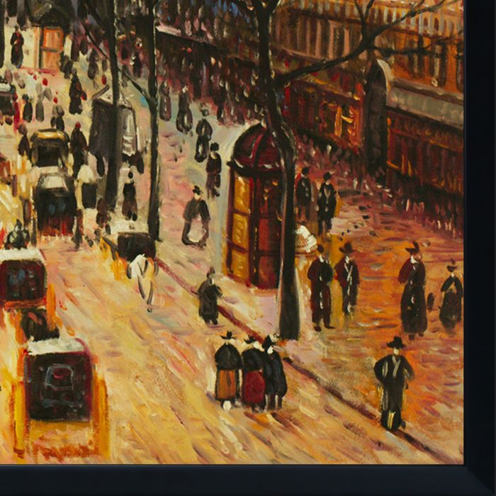 Boulevard Montmartre on a Winter Morning Pre-framed - Studio Black Wood Frame 20"X24"